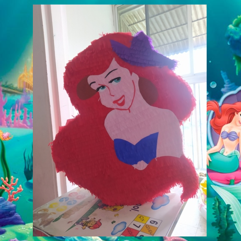 Piñata de Princesa Ariel para fiesta temática de La Sirenita